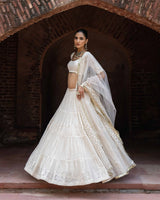 Gold & off white forest Lehenga with Embroidered Dupatta