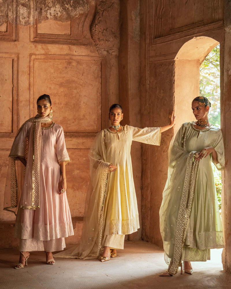 Forest mint anarkali with pants