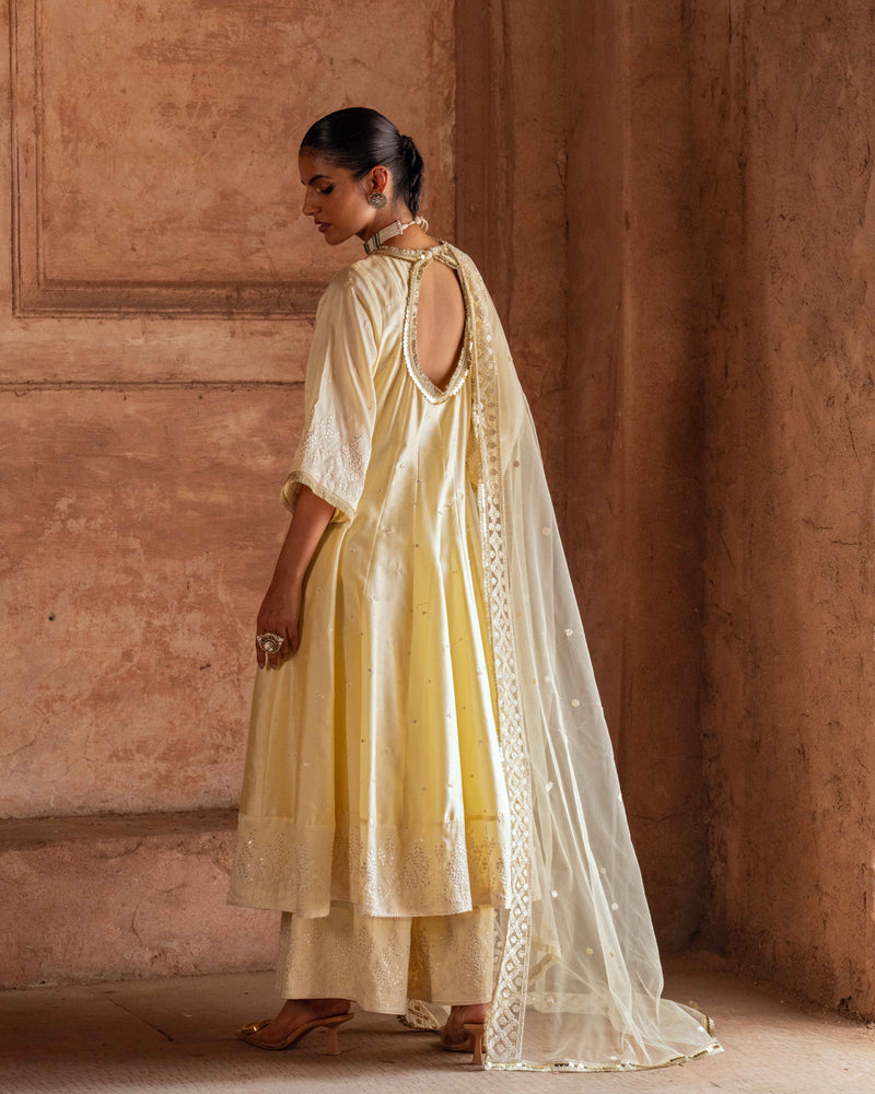 Forest lemon anarkali with pants