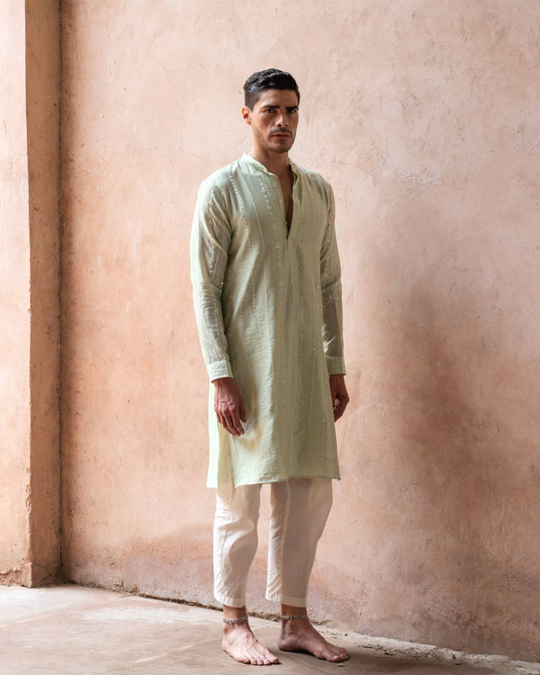 Mint Line Full Embroidered Kurta with Pants