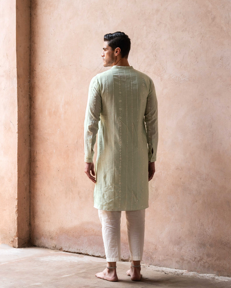Mint Line Full Embroidered Kurta with Pants