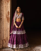 Wine forest Lehenga with Embroidered Dupatta