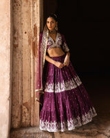 Wine forest Lehenga with Embroidered Dupatta
