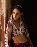 Wine forest Lehenga with Embroidered Dupatta