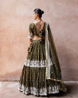 Olive forest Lehenga with Embroidered Dupatta