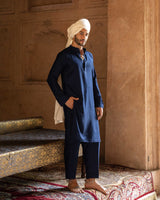 Indigo blue line sequence Kurta set