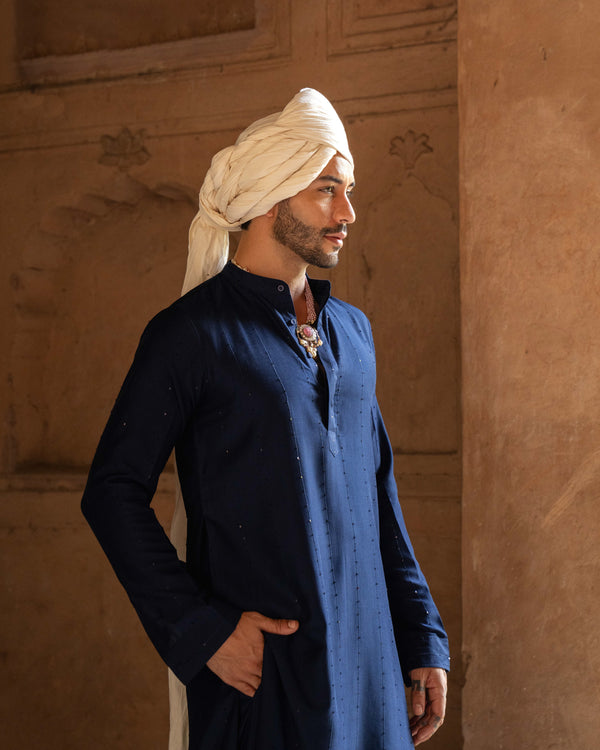 Indigo blue line sequence Kurta set