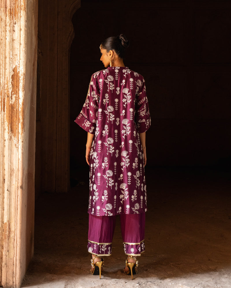 Sunflower wine embroidered kurta