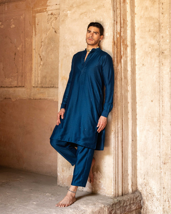 Navy Blue line sequence Kurta set