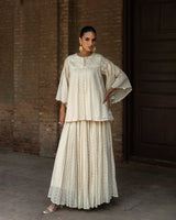 Off white all gathers forest Embroidered top with skirt