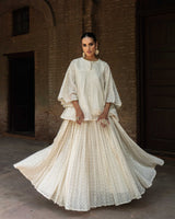 Off white all gathers forest Embroidered top with skirt