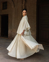 Off white all gathers forest Embroidered top with skirt