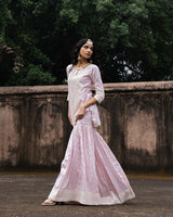 Onion Pink big border straight sharara with embroidered dupatta