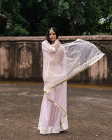 Onion Pink big border straight sharara with embroidered dupatta