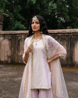 Onion Pink big border straight sharara with embroidered dupatta