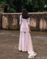 Onion Pink big border straight sharara with embroidered dupatta