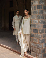 Off white fringe top with Farshi salwar