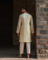 Lemon Big Border Full Embroidered Kurta with Pants