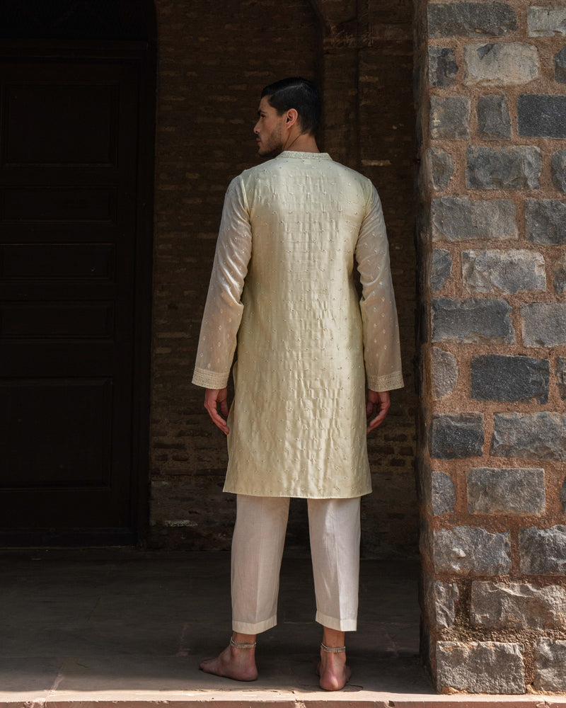 Lemon Big Border Full Embroidered Kurta with Pants