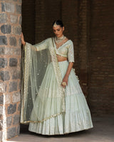 Mint forest Lehenga with Embroidered Dupatta