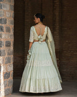 Mint forest Lehenga with Embroidered Dupatta