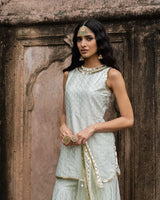 mint dot's straight sharara with emroidered dupatta