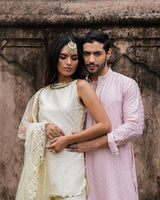 Lemon dot's straight sharara with embroidered dupatta