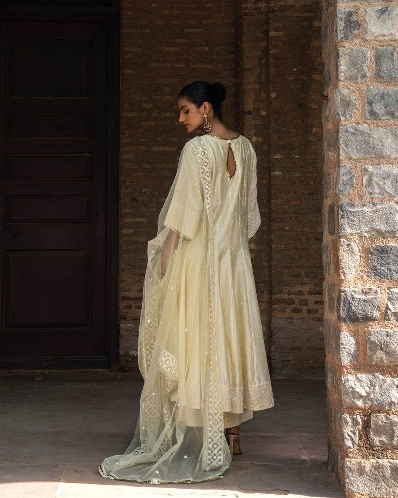 Lemon Big Border anarkali with pants