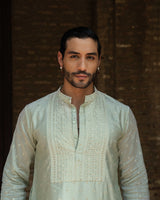 Mint Big Border Full Embroidered Kurta with Pants