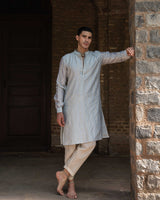 Ice Blue Line Full Embroidered Kurta with Pants