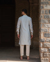 Ice Blue Line Full Embroidered Kurta with Pants