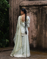 Mint big border straight sharara with embroidered dupatta