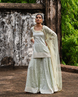 Mint big border straight sharara with embroidered dupatta