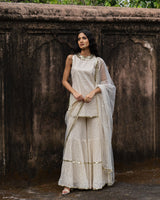 Off white gold dot's straight sharara