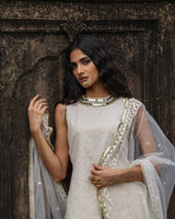 Off white gold dot's straight sharara