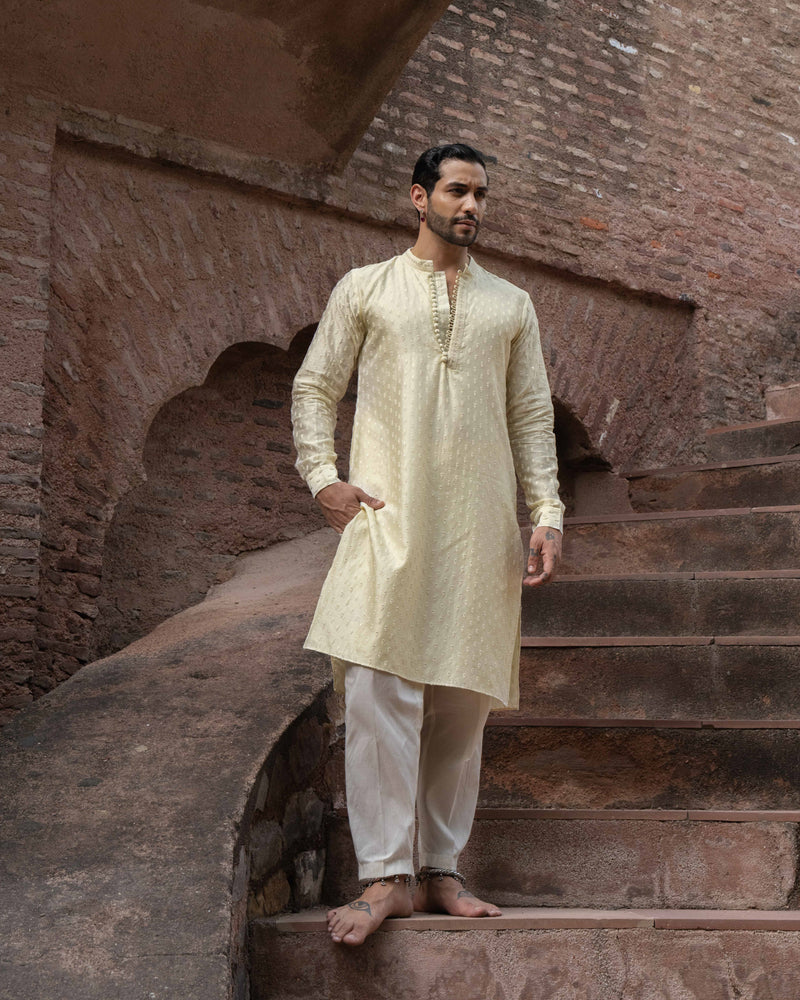 Lemon Dots Full Embroidered Kurta with Pants