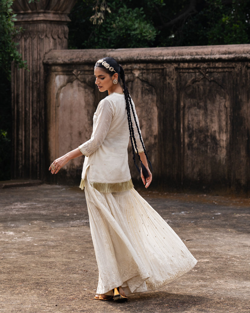 off white gold forest fringe straight sharara