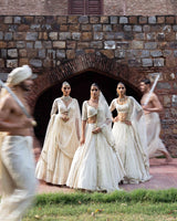 gold & off white big border Lehenga with Embroidered Dupatta