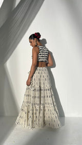 Black & White SK-3D Lehenga with Embroidered Dupatta