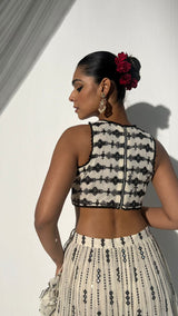 Black & White SK-3D Lehenga with Embroidered Dupatta