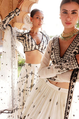 Black & White SK BK Lehenga with Embroidered Dupatta