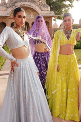Ice Blue SK-BK Lehenga with Embroidered Dupatta