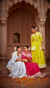 Off White Diamond Jacket With Anarkali