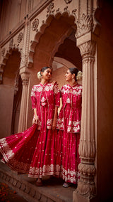 Fuchsia Diamond Jacket With Anarkali
