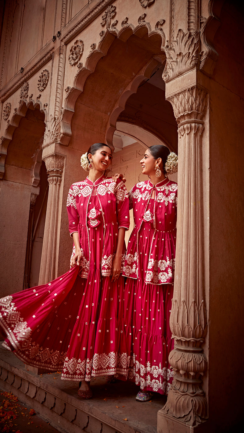 Fuchsia Diamond Jacket With Anarkali