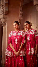 Fuchsia Diamond Jacket With Anarkali