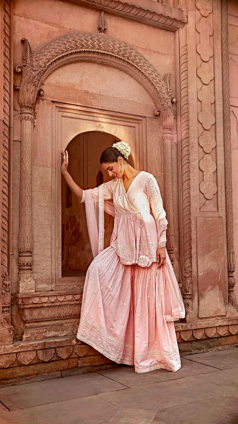 Blush Pink All Three Peplum Sharara