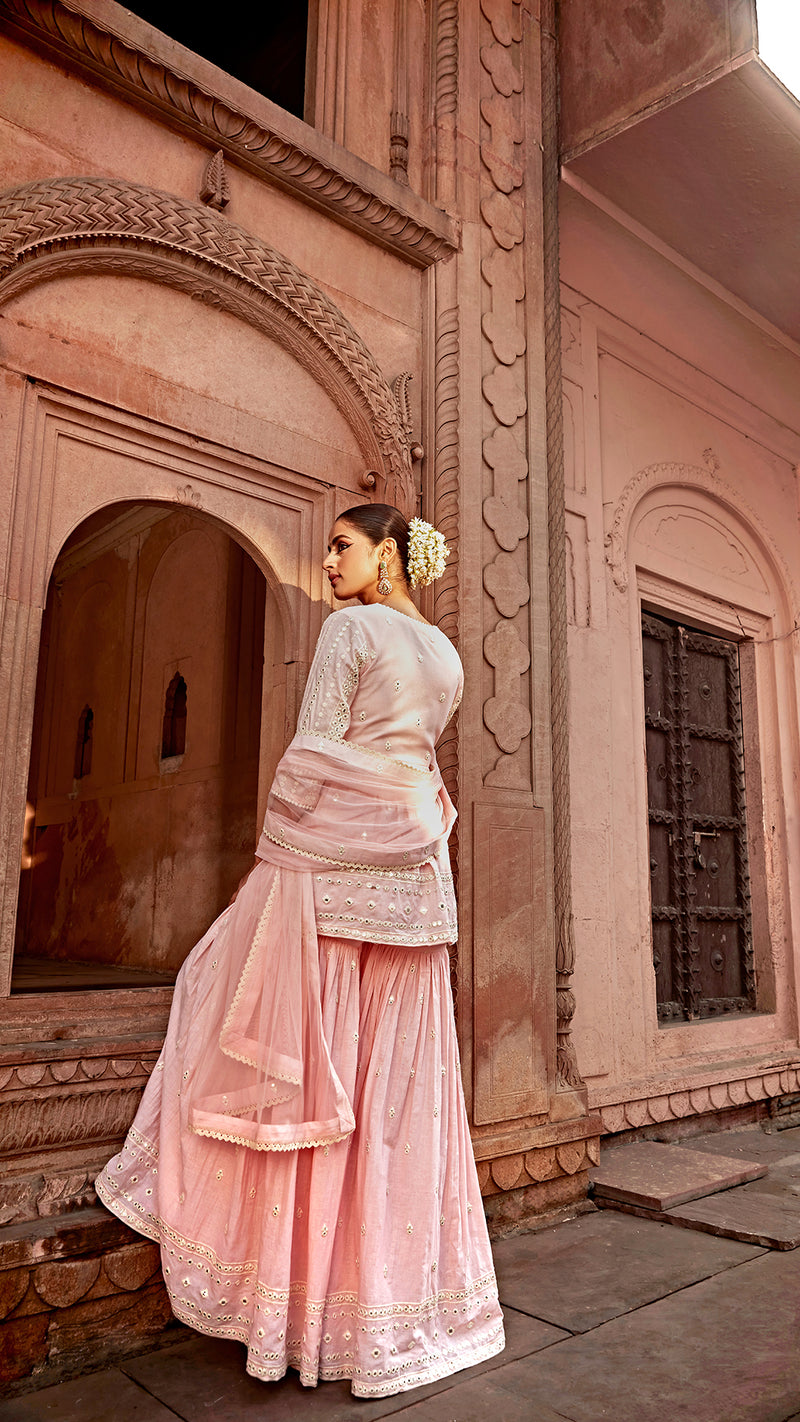 Blush Pink All Three Peplum Sharara