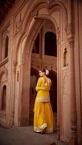 Yellow Diamond Straight Sharara