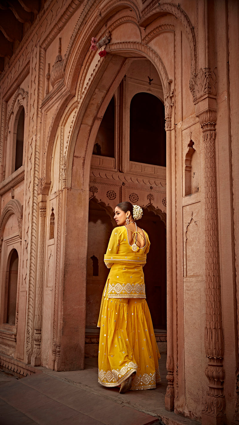 Yellow Diamond Straight Sharara